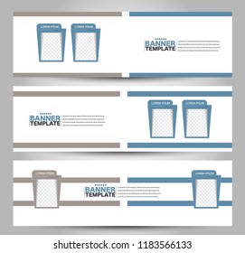 Banner template. Abstract background for design,  business, education, advertisement. Blue color. Vector  illustration.
