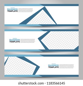 Banner template. Abstract background for design,  business, education, advertisement. Blue color. Vector  illustration.