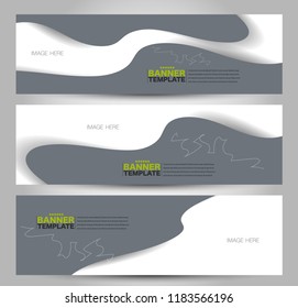 Banner template. Abstract background for design,  business, education, advertisement. Grey and green color. Vector  illustration.