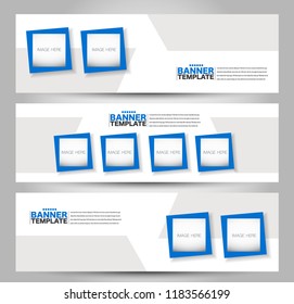 Banner template. Abstract background for design,  business, education, advertisement. Blue color. Vector  illustration.