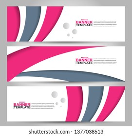 Banner template. Abstract background for design,  business, education, advertisement. Pink and grey color. Vector  illustration.
