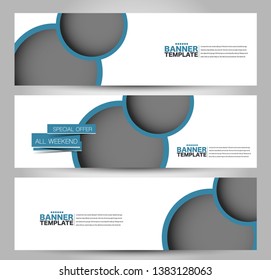 Banner template. Abstract background for design,  business, education, advertisement. Blue color. Vector  illustration.