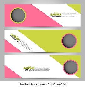 Banner template. Abstract background for design,  business, education, advertisement. Green and pink color. Vector  illustration.