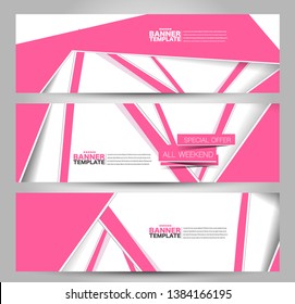 Banner template. Abstract background for design,  business, education, advertisement. Pink color. Vector  illustration.