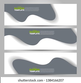 Banner template. Abstract background for design,  business, education, advertisement. Grey and green color. Vector  illustration.