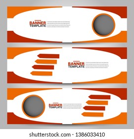 Banner template. Abstract background for design,  business, education, advertisement. Red and orange color. Vector  illustration.
