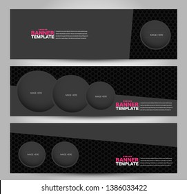 Banner template. Abstract background for design,  business, education, advertisement. Black and pink color. Vector  illustration.