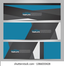 Banner template. Abstract background for design,  business, education, advertisement. Black and blue color. Vector  illustration.
