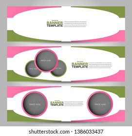 Banner template. Abstract background for design,  business, education, advertisement. Green and pink color. Vector  illustration.