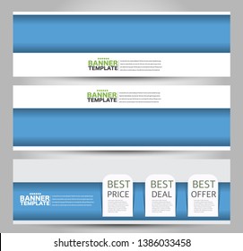 Banner template. Abstract background for design,  business, education, advertisement. Blue color. Vector  illustration.