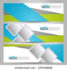 Banner template. Abstract background for design,  business, education, advertisement. Blue and green color. Vector  illustration.