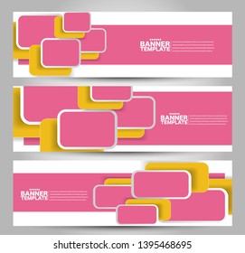 Banner template. Abstract background for design,  business, education, advertisement. Yellow and pink color. Vector  illustration.