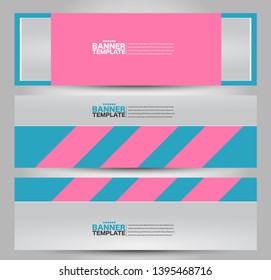 Banner template. Abstract background for design,  business, education, advertisement. Blue and pink color. Vector  illustration.