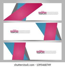 Banner template. Abstract background for design,  business, education, advertisement. Blue and pink color. Vector  illustration.