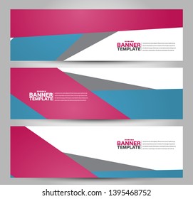 Banner template. Abstract background for design,  business, education, advertisement. Blue and pink color. Vector  illustration.