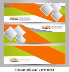Banner template. Abstract background for design,  business, education, advertisement. Orange and green color. Vector  illustration.