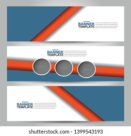 Banner template. Abstract background for design,  business, education, advertisement. Blue and orange Vector illustration.