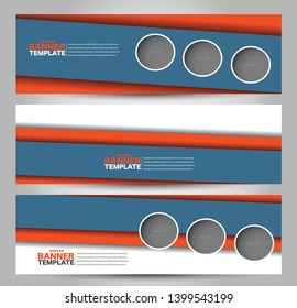 Banner template. Abstract background for design,  business, education, advertisement. Blue and orange Vector illustration.