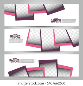 Banner template. Abstract background for design,  business, education, advertisement. Pink and purple color. Vector illustration.