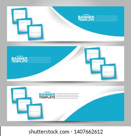 Banner template. Abstract background for design,  business, education, advertisement. Blue color. Vector illustration.