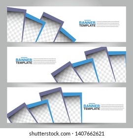 Banner template. Abstract background for design,  business, education, advertisement. Blue and purple Vector illustration.