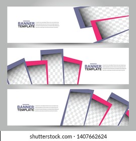 Banner template. Abstract background for design,  business, education, advertisement. Pink and grey color. Vector illustration.