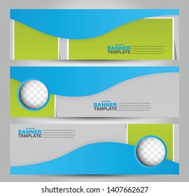 Banner template. Abstract background for design,  business, education, advertisement. Blue and green Vector illustration.