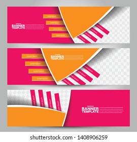 Banner template. Abstract background for design,  business, education, advertisement. Orange and pink color. Vector illustration.