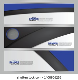 Banner template. Abstract background for design,  business, education, advertisement. Blue and black color. Vector illustration.