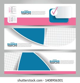 Banner template. Abstract background for design,  business, education, advertisement. Blue and pink color. Vector illustration.