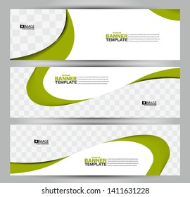 Banner template. Abstract background for design,  business, education, advertisement. Green color. Vector illustration.
