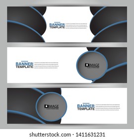 Banner template. Abstract background for design,  business, education, advertisement. Black and blue color. Vector illustration.
