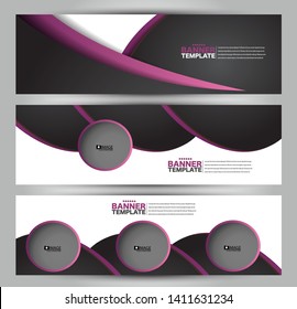 Banner template. Abstract background for design,  business, education, advertisement. Black and purple color. Vector illustration.