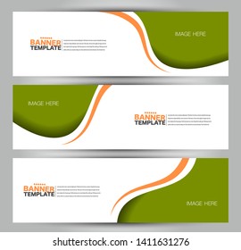 Banner template. Abstract background for design,  business, education, advertisement. Green and orange color. Vector illustration.