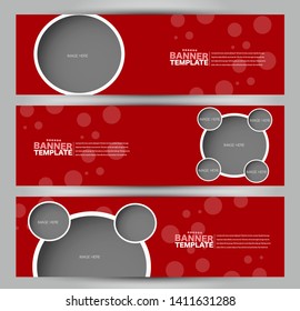 Banner template. Abstract background for design,  business, education, advertisement. Red color. Vector illustration.