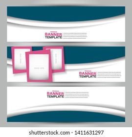 Banner template. Abstract background for design,  business, education, advertisement. Blue and pink color. Vector illustration.