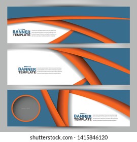 Banner template. Abstract background for design,  business, education, advertisement. Blue and orange color. Vector illustration.