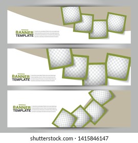 Banner template. Abstract background for design,  business, education, advertisement. Green color. Vector illustration.