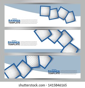 Banner template. Abstract background for design,  business, education, advertisement. Blue color. Vector illustration.