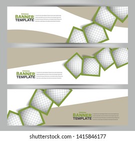 Banner template. Abstract background for design,  business, education, advertisement. Green color. Vector illustration.