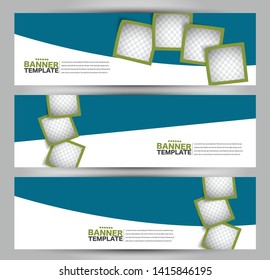 Banner template. Abstract background for design,  business, education, advertisement. Blue and green color. Vector illustration.