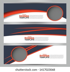 Banner template. Abstract background for design,  business, education, advertisement. Blue and orange color. Vector illustration.