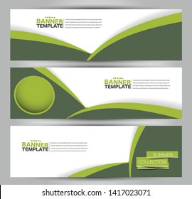 Banner template. Abstract background for design,  business, education, advertisement. Green color. Vector illustration.