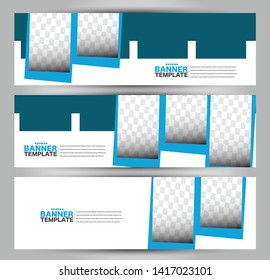 Banner template. Abstract background for design,  business, education, advertisement. Blue color. Vector illustration.