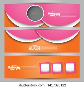 Banner template. Abstract background for design,  business, education, advertisement. Pink and orange color. Vector illustration.