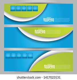 Banner template. Abstract background for design,  business, education, advertisement. Blue and green color. Vector illustration.
