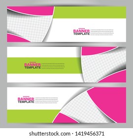 Banner template. Abstract background for design,  business, education, advertisement. Pink and green color. Vector illustration.