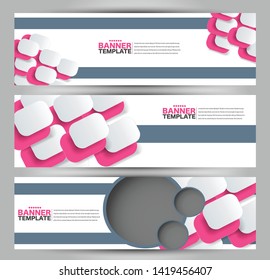 Banner template. Abstract background for design,  business, education, advertisement. Pink and grey color. Vector illustration.