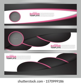 Banner template. Abstract background for design,  business, education, advertisement. Black and pink color. Vector illustration.