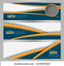 Banner template. Abstract background for design,  business, education, advertisement. Blue and orange color. Vector illustration.